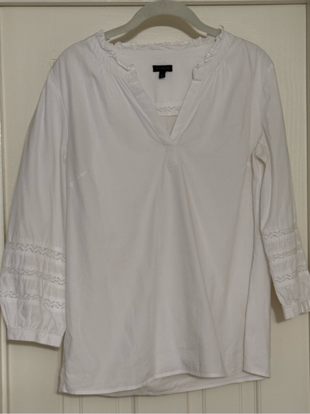 White Cotton Talbots 3/4 Sleeve Popover